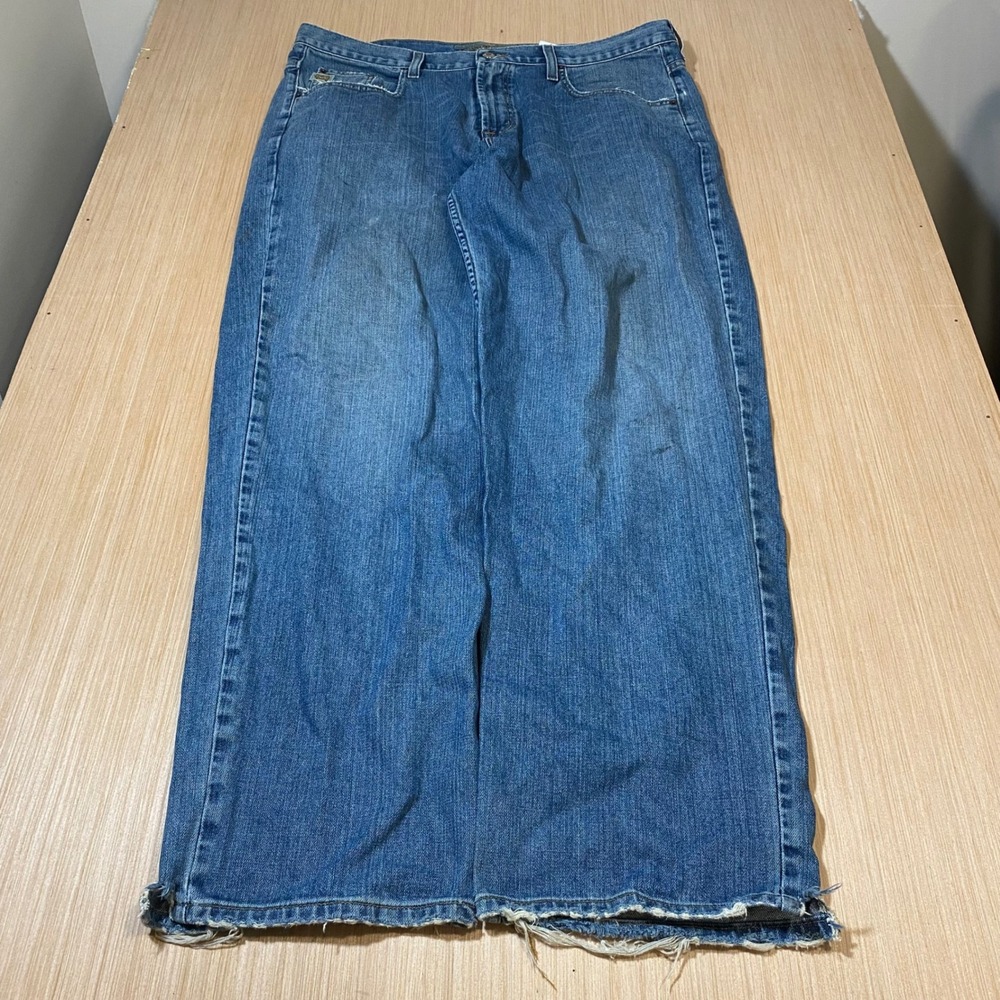 Cinch Up Mens MB91334002 Blue Denim Relaxed Wide Leg Jeans 40x34 Distressed